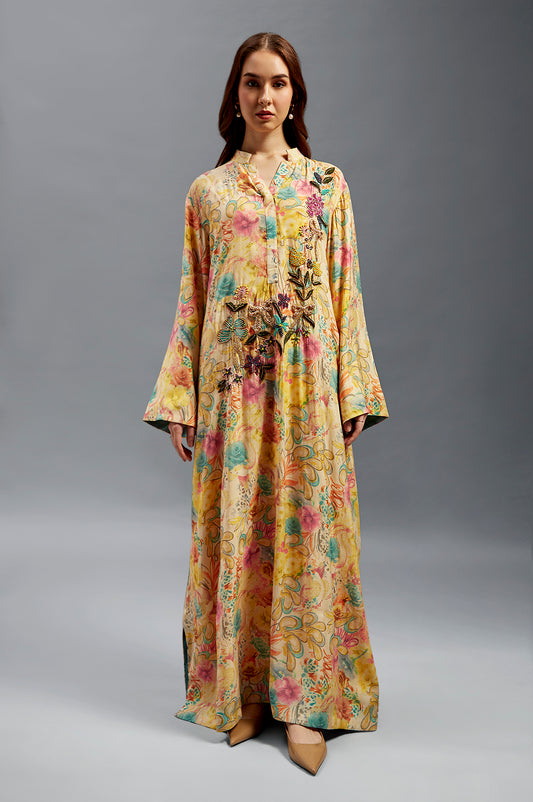 Shaikha Kaftan With Detailed Hand Beading Embroidery.