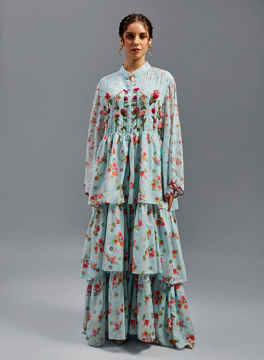 Hala Kaftan With Neckline & Front Beaded Embroidery