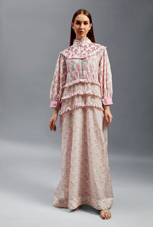 Meera Kaftan With Floral & Bow Mixture