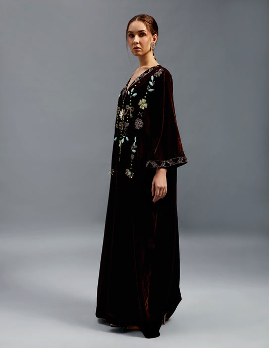 Hala Kaftan With Beaded Sunflower & Bows