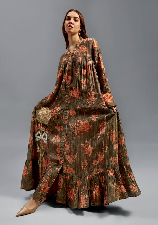 Diba Kaftan With Big Flower & Bow Details